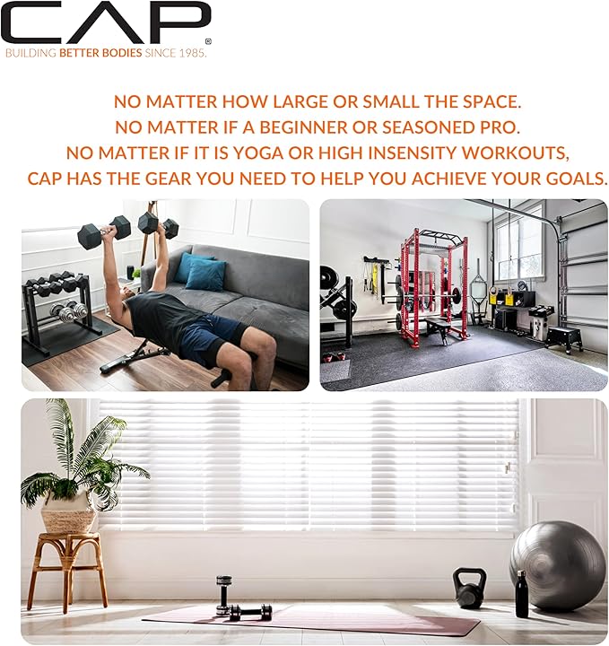 CAP Barbell Rubber Coated Dumbbell Weight Set with Vertical Rack | 100 lb, 150 lb, and 210 lb Options