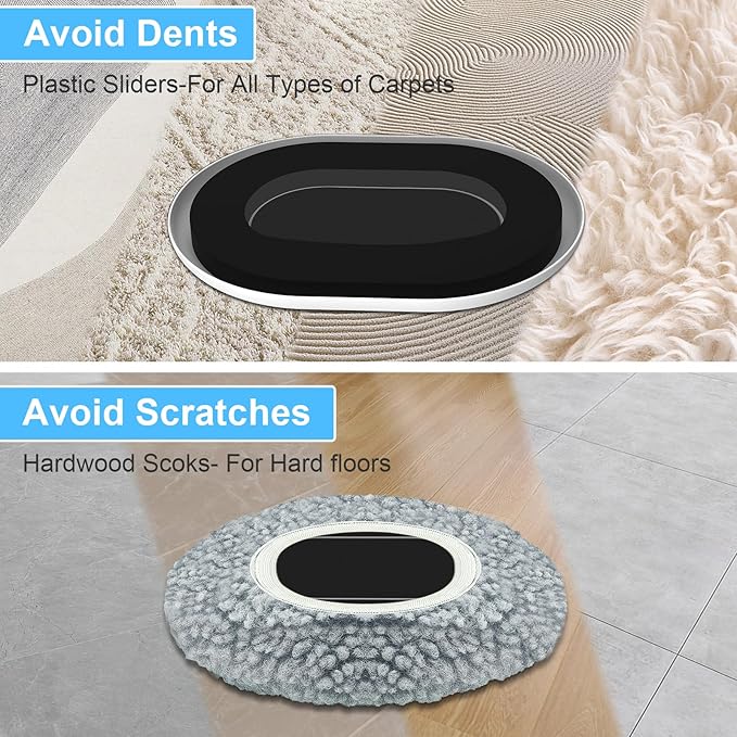 New Upgrade Furniture Movers Sliders, 8+8 Pack 5.8 * 4.3" Multi-Surface Furniture Sliders with Groove Design, Oval 8PCS Moving Pads and 8 Hardwood Socks, Protect Floor and Easily Move Furniture