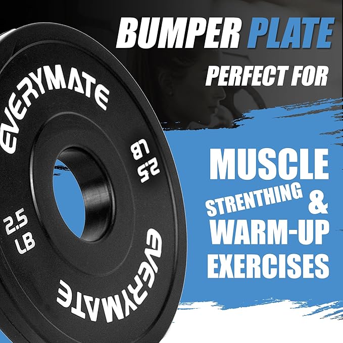 EVERYMATE Black Change Weight Plates 1.25LB 2.5LB 5LB Set Fractional Olympic Bumper Plates for Cross Training Steel Insert Strength Training