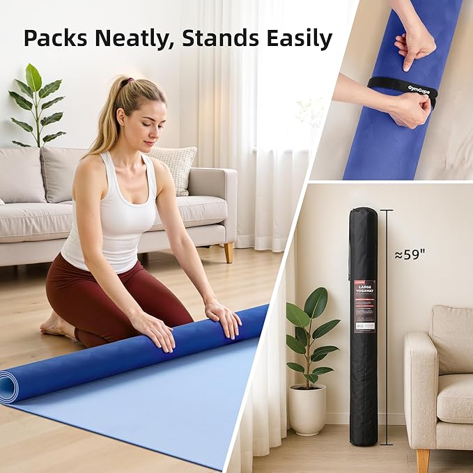 Extra Large Yoga Mat โ 72"x48" or 78"x57", 1/4"โ1/2" Thick Mat for Women & Men, TPE Non-Slip Pilates Mat for Home Gym, Yoga, Stretching, Meditation