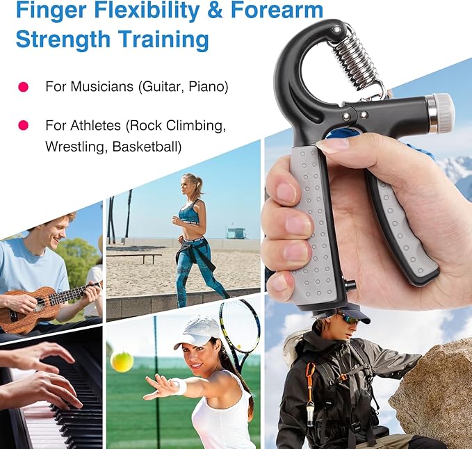 CYFIE Grip Strength Trainer Kit with Adjustable Resistance 10 - 132 Lbs, Forearm Exerciser, Finger Stretcher, Stress Ball, Forearm Strengthener for Workout wuth Storage Bag, Muscle Building and Recovery