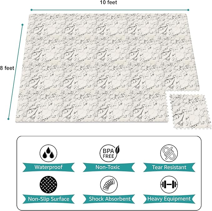 Sorbus 80 Sq. Ft. Wood Grain Floor Tiles Foam Mat EVA Interlocking Mats Tile 3/8-Inch Thick Flooring Wood Puzzle Exercise Mats w/Borders - Home Playroom Basement, Apartment, Trade Show, Baby, Dance
