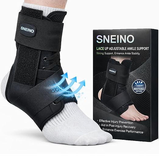 SNEINO Lace up Ankle Brace for Women & Men - Ankle Support Brace for Sprained Ankle, Ankle Stabilizer for Achilles,Tendon,Sprain,Injury Recovery, Sports, Running, Basketball, (X-Large)