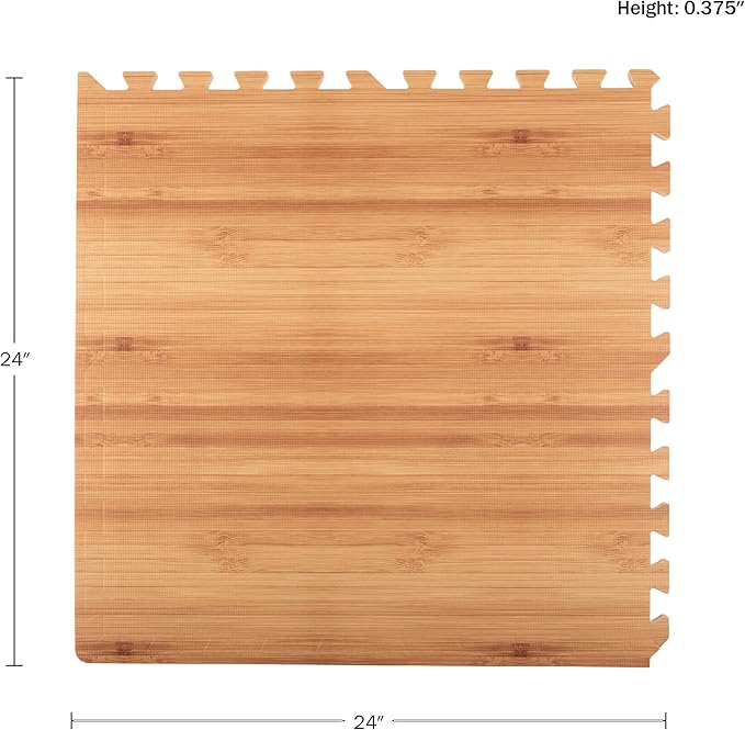 EVA Foam Floor Tiles 12-Pack - 48SQFT Puzzle Mats for Floor - Interlocking Foam Tiles for Family Room or Gym Flooring by Stalwart (Light Woodgrain)