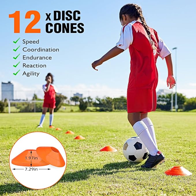 UZTUGG Soccer Training Equipment, Speed Agility Training Equipment for Youth Adults, 20ft Agility Ladder, 4 Hurdles, Jump Rope, 12 Cones, Running Parachute, Basketball Football Training Equipment