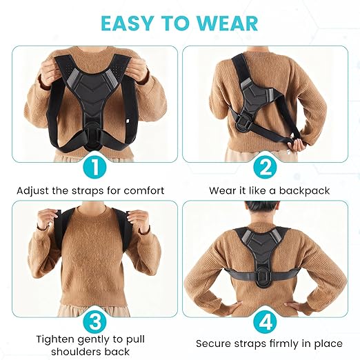 Posture Corrector for Men & Women, Adjustable Back Brace & Straightener for Office, Home & Daily Use, Relieve Back Pain, Prevent Hunching & Slouching, Comfortable & Breathable, L