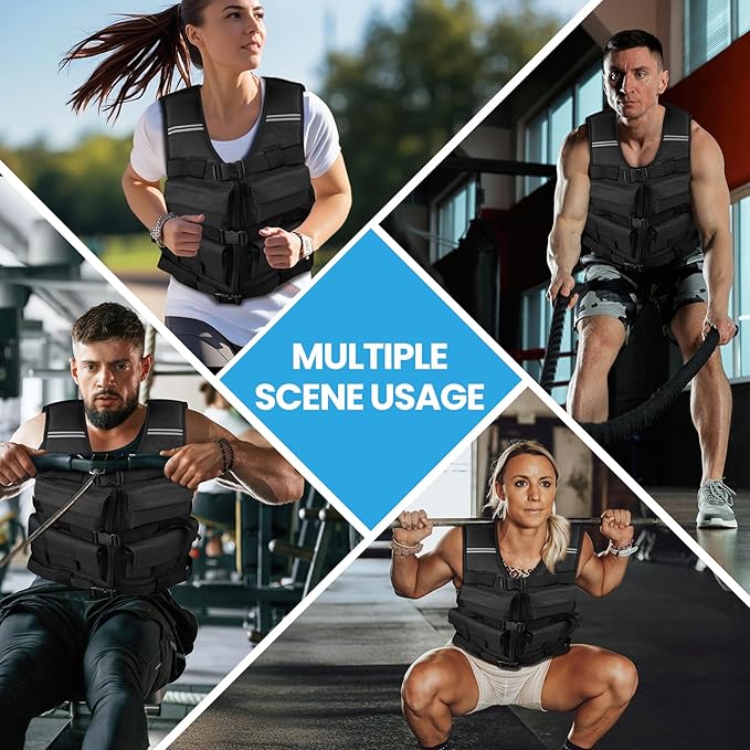 Adjustable Weighted Vest for Men Woman With Shoulder Pads 18lbs | 30lbs | 40lbs, Weight Vest For Walking, Rucking, Cross Training, Running, Muscle Building - Breathable, Comfortable, Washable