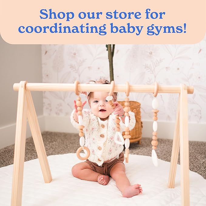 Round Baby Play Mat for Floor, 43" Reversible Tummy Time & Crawling Mat, Soft Cushioned Cotton Baby Playmat, Foldable & Machine Washable Activity Mat for Newborn to Toddler, Neutral Nursery & Playroom