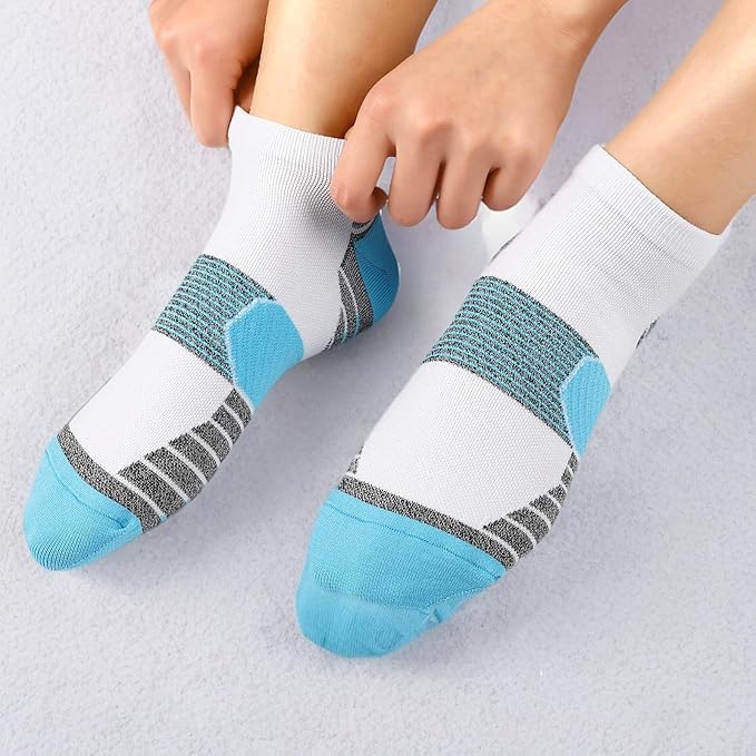 PAPLUS Compression Running Socks Women (6 Pairs), Ankle Athletic Socks Low Cut with Arch Support