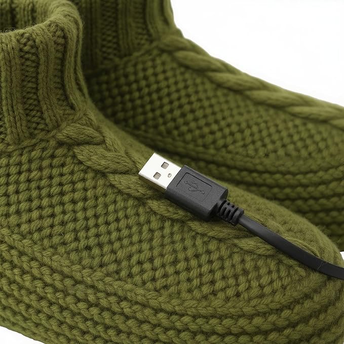 Thermal Heated Socks for Men Women USB Electric Heating Socks Winter Warm Cold Weather Socks for Foot Warmer Home Office House Christmas Sock Insulated Knitted Slipper Socks Heated Pad