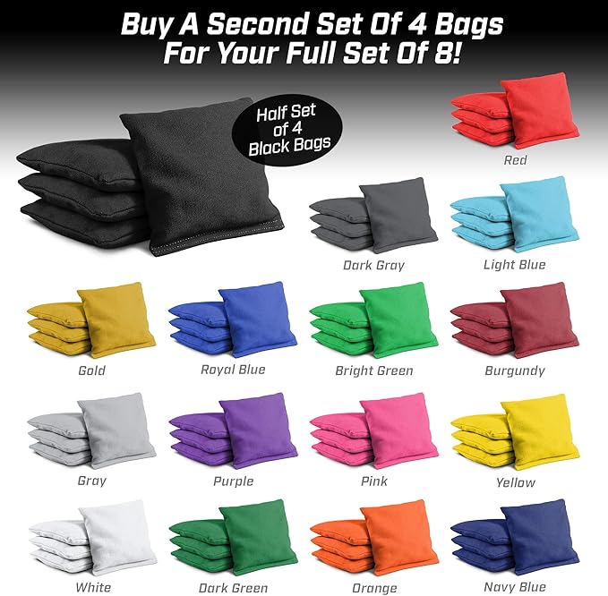 GoSports Cornhole Bean Bags Set of 4-16 Colors Available - Regulation All Weather, Mix and Match