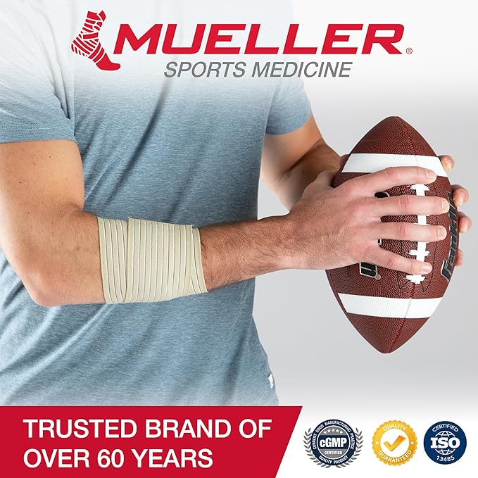 MUELLER Sports Medicine All-Purpose Support Wrap for Men and Women, Adjustable Compression for Joint and Muscle Support, Beige