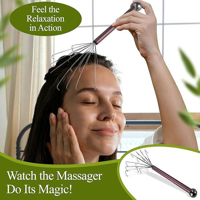stargo Massage Master Metal Back Scratcher for Men, Women, Elderly - Wide Wire Claw Scratching Head Body Massager - Hand Back Scratch for Adults, Dogs - Massage Stick Gift