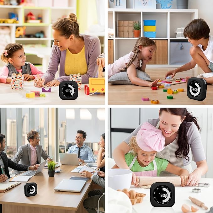 PERSUPER Visual Timer for Kids, 10 Hours Countdown/Up, with Rechargeable, 3 Volume Levels,3 Brightness Display, and Magnetic, Homeschool Study Tool, Large Digital Timers for Classroom, Kitchen