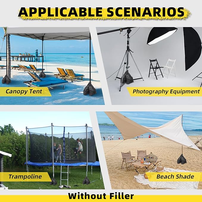Canopy Weights Sandbags Set of 4,Extra Large Heavy-Duty 1680D Pop Up Tent Sand Bags for Instant Outdoor Sun Shelter Canopy,Patio Umbrella(Without Sand)