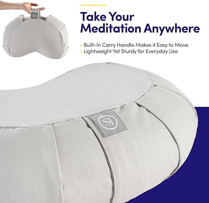 Meditation Cushion Bolster Pillow for Restorative Yoga β Supportive Cushion for Meditation, Pilates, and Relaxation β Filled with Buckwheat Hulls - Removable Cover