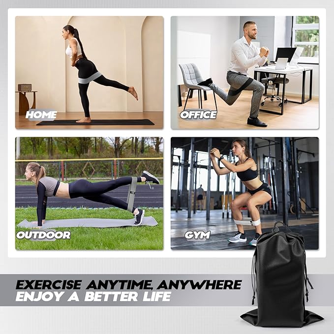 Resistance Bands for Working Out with Guide, 4 Workout Bands for Women & Men, Fabric Exercise Bands for Legs, Hip, Glute, Butt, Booty Bands Set for Yoga, Pilates, Strength