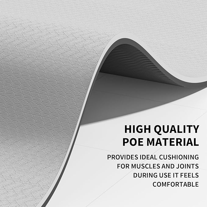 Large Yoga Mat (6'x 4') - Extra Long and Wide Workout Mat for Men and Women, Non-Slip POE 0.32''/0.4'' Thick Fitness Mat, Eco-Friendly Exercise Mat for Home Workouts, Ideal for Yoga and Pilates