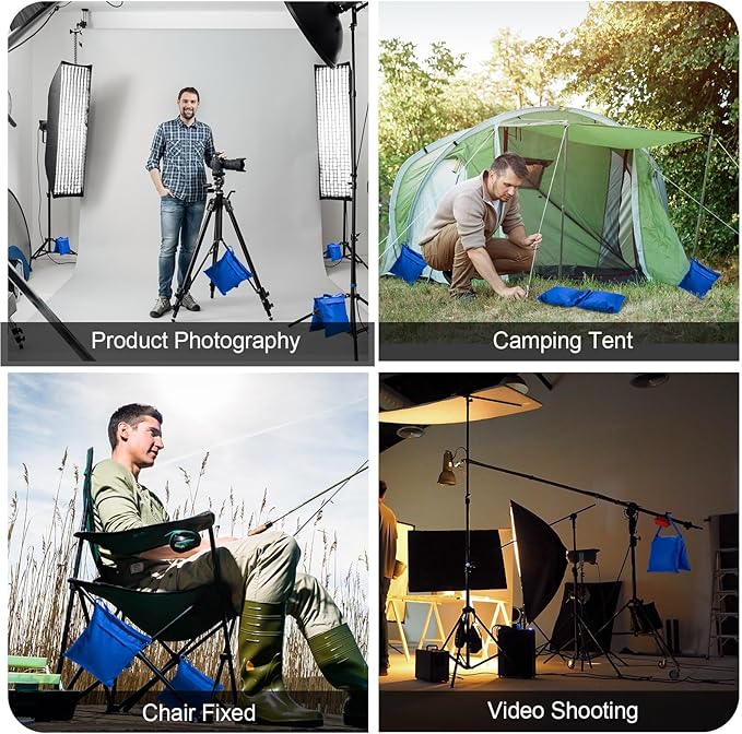 Jerify 12 Packs Photography Weight Bags Photo Studio Filled Weight Bag Empty Heavy Sandbag Set for Photography Tripod Stand Light Stand Sports Outdoor Photo Video Studio Boom Brackets (Blue)