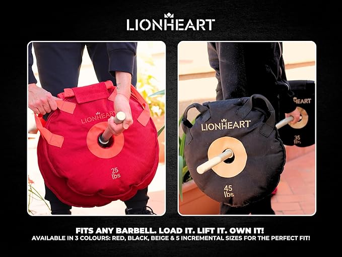 Lionheart Sand Bag Weight Plates Set | Sandbags for Working Out | Home Gym Bumper Plates | Travel-Friendly Sandbag for Fitness & Weight Training | Unfilled 10, 15, 25, 35, 45 lb Plates (Set of 2)