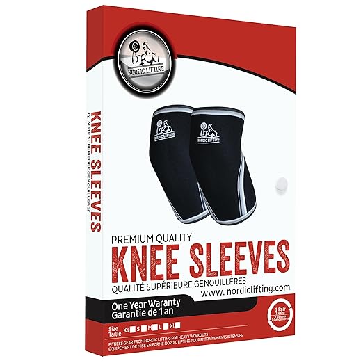 Nordic Lifting 7mm Knee Sleeves for Weightlifting & Gym (1 Pair) - Neoprene Compression Support for Squats, Powerlifting & Cross Training - USPA Approved - For Men & Women