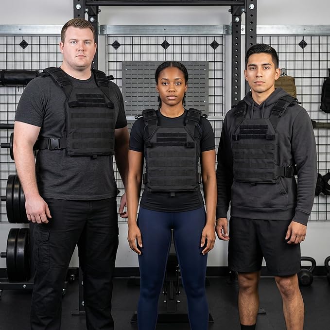 Greencity Weight Vest Adjustable Strength and Endurance Training, Tactical Vest Quick Release with Molle System, Fitness Workouts, Running