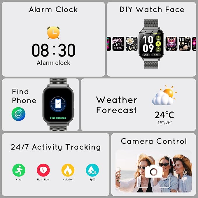 Smart Watch for Men Women, 30+ Day Long Battery 44MM Fitness Smartwatch for iPhone Android Phones with Bluetooth Call/Step Tracker/Heart Rate SpO2/Sleep Monitor, 120+ Sports Modes, 1000mAh/3 Bands