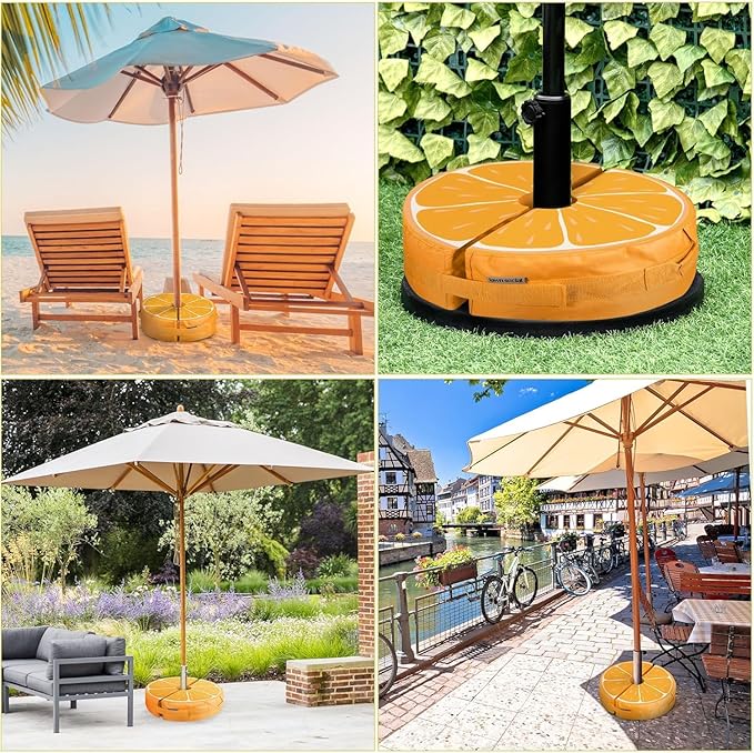 Lawn Social Umbrella Base Weight Bag,18inch Round Sand Bags for Umbrella Base,Heavy Duty Sand Bag for Umbrella Base Fits for Cantilever Patio Umbrella,Fits Any Offset (Orange)