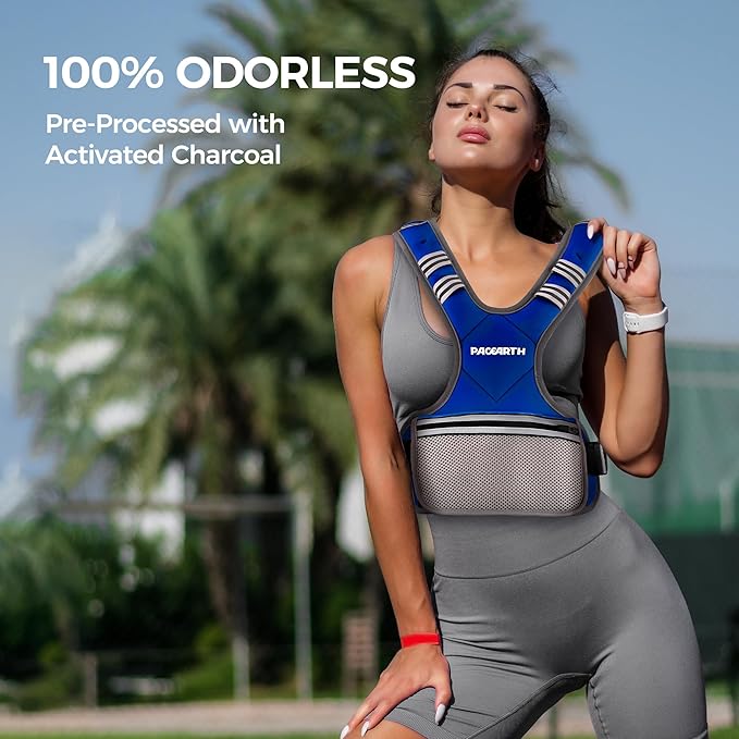 PACEARTH Adjustable Weight Vest 4-10lbs / 11-20lbs / 20-32lbs X-Shape Weighted Vest for Women and Men, Home Workout Ironsand Vest with Zipper Pouch and 6 Weight Packs, Available in Pink, Gray, Black