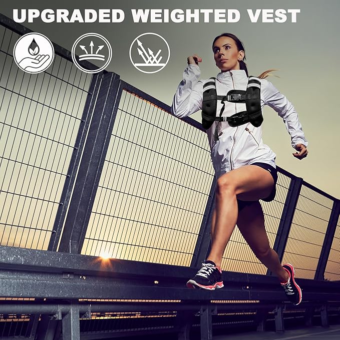 POWER GUIDANCE Weighted Vest for Men & Women with Reflective Stripes,Adjustable Workout Vest for Running, Jogging, Walking & Strength Training, Comfortable Rucking Weight Vest