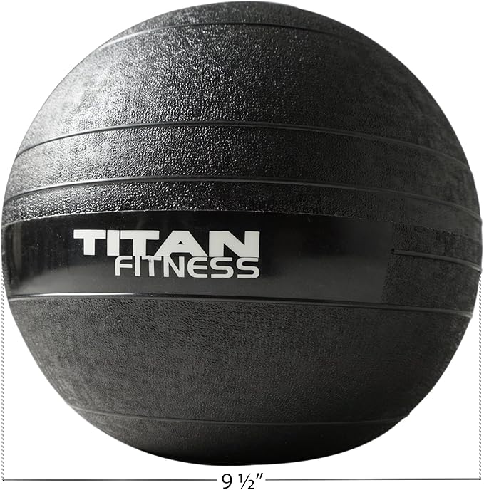 Titan Fitness Rubber Slam Ball, Dead Weight Ball Absorbs Impact, Minimal Bounce, Textured Surface for Strength and Conditioning, Cardio Workouts, Full Body Workout