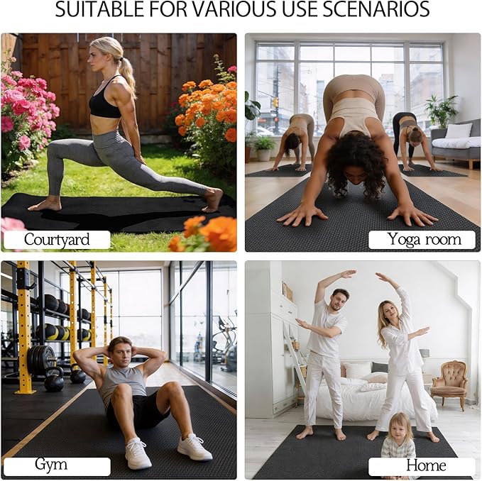 VTORY 7mm Large Workout Mat 7×5 ft – Extra Large Wide Yoga Mat & Pilates Mat Thick, Non-Slip Exercise Mat for Home Gym, Home Workout, HIIT, Strength, Stretching