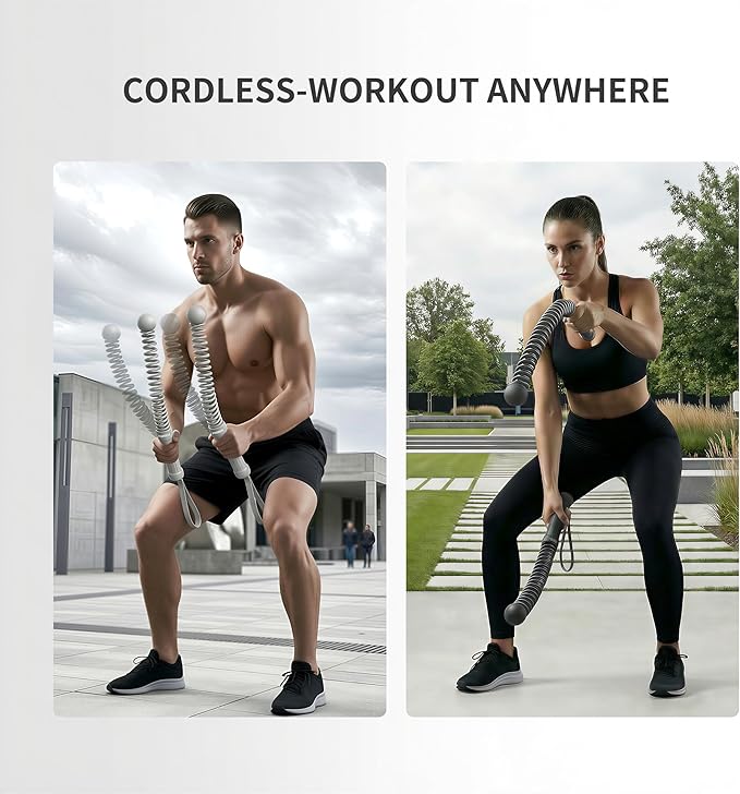 PROIRON Cordless Battle Rope Weighted Ropeless Battle Ropes for Home Gym Workout Exercise Rope for HIT Training Rope for Men & Women Grey