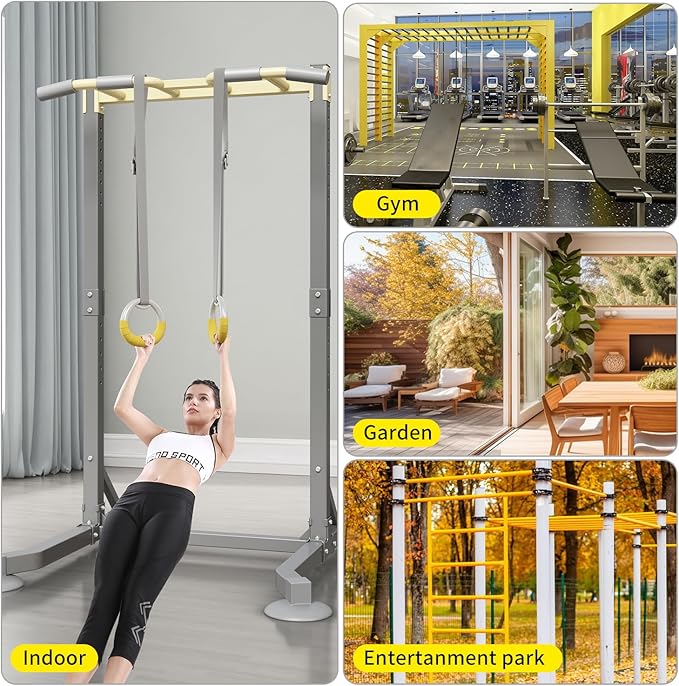 Gymnastic Rings, Both for Adults and Kids, Adjustable Strap Strength Home Exercise Gym Rings for Strength/Physical Training, Indoor Gym Anti -Slip Surface Design Rings