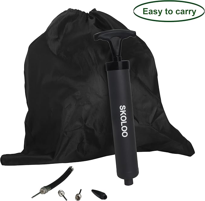 SKOLOO 10" Portable Hand Air Ball Pump Inflator Kit with Needle, Nozzle, Extension Hose for Soccer Basketball Football Volleyball Water Polo Rugby Exercise Sports Ball Balloon Swim Inflatables