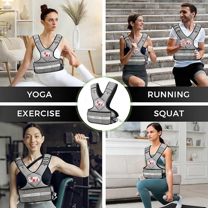 Adjustable Weighted Vest for Men Women, 4-10lb/12-18lb/20-32lb Vest with 6 Ironsand for Weights Running Workout and Training, Adjustable Body Weight Vest Exercise Set for Running, Walking