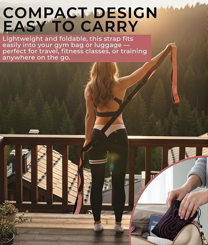 TAVIEW Yoga Strap for Stretching – Stretch Band with 12 Loops –Multi-Grip Pilates Hamstring Stretcher Belt – Physical Therapy Equipment for Best Flexibility