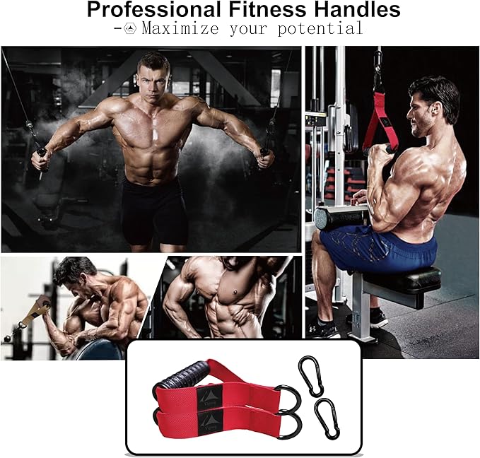 Heavy Duty Gym Workout Handle Attachments - Powerful, Comfortable & Anti-Slip Rubber Exercise Grips for Cable Machines, Pulley Systems and Other Fitness Equipments