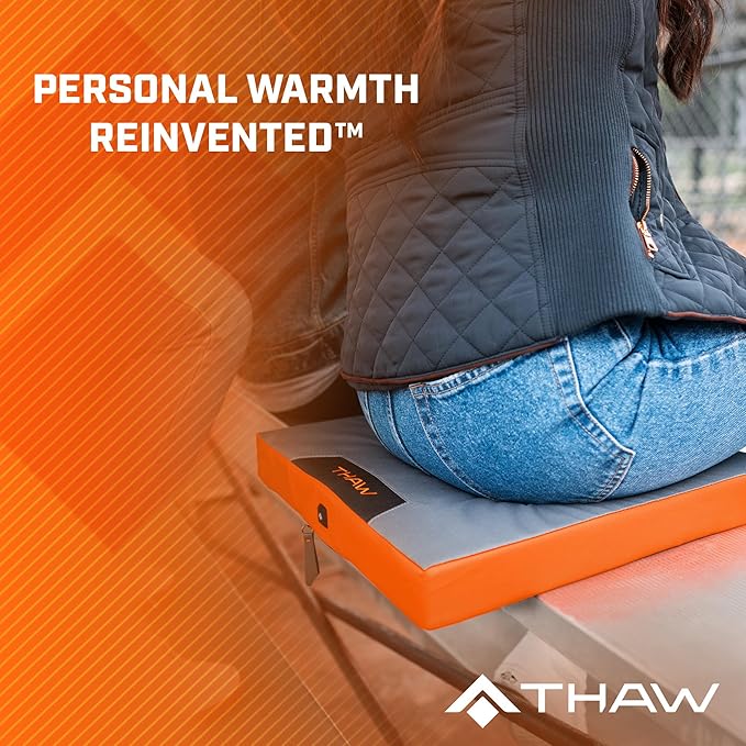 THAW Rechargeable Heated Seat Pad | Portable Design, 2" Foam Padding, Heat Retaining Insulation, Stain and Water-Resistant, Stadium Seating