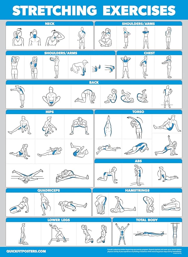 Palace Learning 2 Pack - Yoga Block Poses + Stretching Exercise Poster Set - Yoga Positions with Blocks Chart - Set of Two Fitness Charts