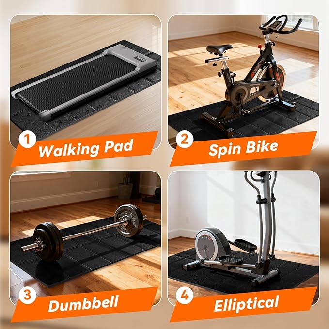 Stepwaver Bike Mat Compatible with Peloton Bike Trainer Mat Non-Slip Shock Absorbing Gym Floor Mat to Protect Hardwood & Carpets, Mat for Exercise Bike,Exercise Equipment Indoor Cycles (63"x30")