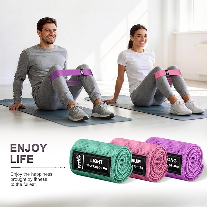 Fabric Resistance Bands for Working Out, 3-Level Non-Slip Exercise Bands for Men and Women, Booty Bands Equipment for Home Workout, Pilates, Yoga, Fitness.
