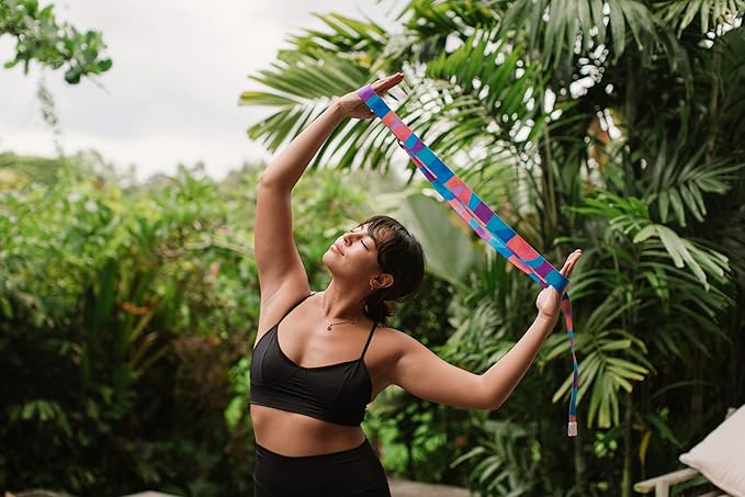 yogadesignlab | The Yoga Strap | Luxurious, Extra Long, Super Soft, Eco Printed | Studio Quality, Adjustable | Safely Stretch Further and Hold Longer | 8 ft Long