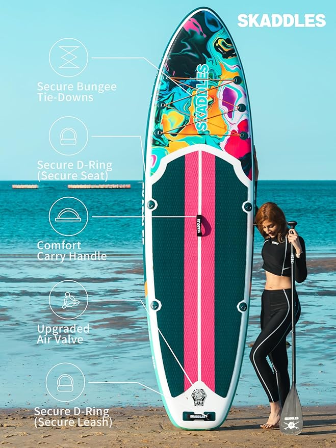 10’6’’ Inflatable Stand Up Paddle Board (SUP) for Adults and Youth with Non-Slip Deck – Complete Accessories Kit, for Fishing, Yoga, Fitness & Family Fun