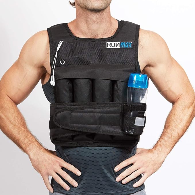 RUNmax Pro Weighted Vest 12lbs/ 20lbs/ 40lbs/ 50lbs/ 60lbs with Shoulder Pads Option