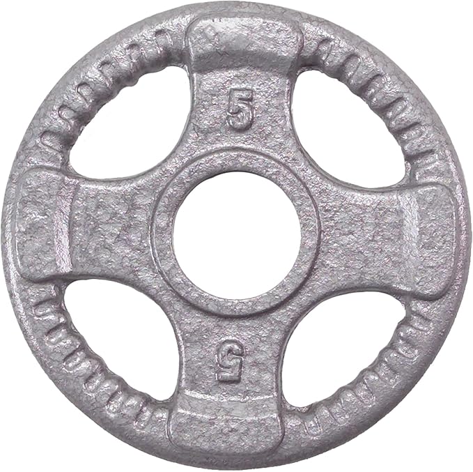 Body Solid Olympic Quad Grip Weight Plate - Cast Iron Barbell Workout Plates, Suitable for Strength Training, Weightlifting, Crossfit Weights for Home & Commercial Gym