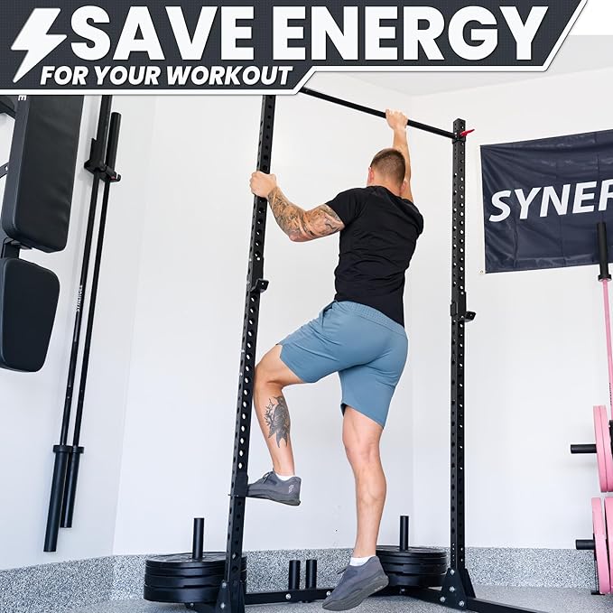 Synergee Step Plates for Power and Squat Racks. Compatible with 2x2, 2x3, and 3x3 Racks. Step-Up Plates for Reaching Pull-Up Bars, Chin-Ups, and Muscle-Ups