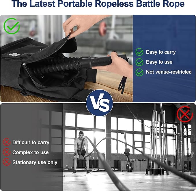 ASIEIT Upgraded Ropeless Battle Rope for Home Gym, Adjustable Weight Battle Ropes for Advanced Fitness Training, Portable Workout Ropes for Athletes, Boxers, Fitness Beginners, Burn Fat