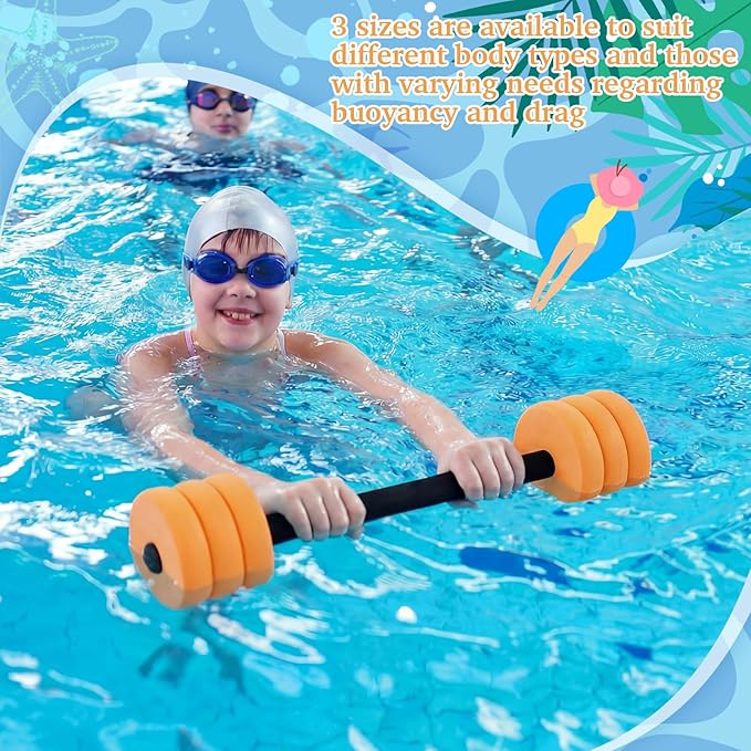 Soulchen 3 Pcs Long Aquatic Exercise Dumbbells Swim Barbells 25'' 29'' 33'' Foam Water Weight Dumbbell Pool Barbells with High Density EVA Foam for Swim Water Aerobics Fitness Loss
