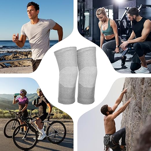 2 PCS Bamboo Charcoal Knee Sleeve Compression Knee Sleeve Elastic Thicken Warm Knees Brace for Arthritis Pain Enhanced Comfort Running Cycling Ski Dance Men Women (Large)